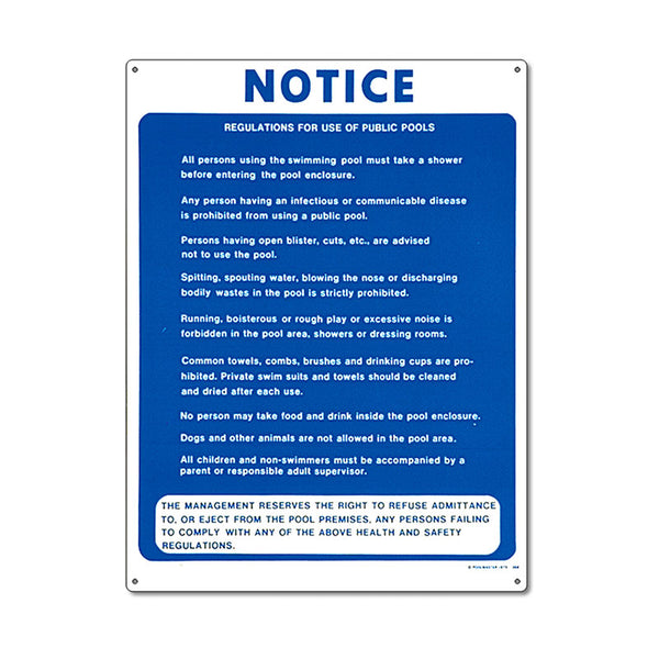 Public Pool Rules Sign - Pool Baron