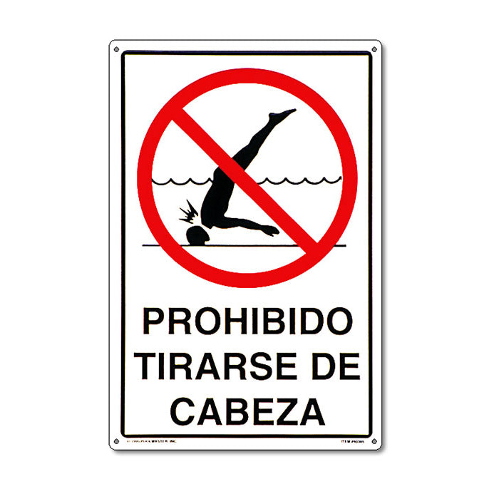 No Diving Spanish Sign - Pool Baron