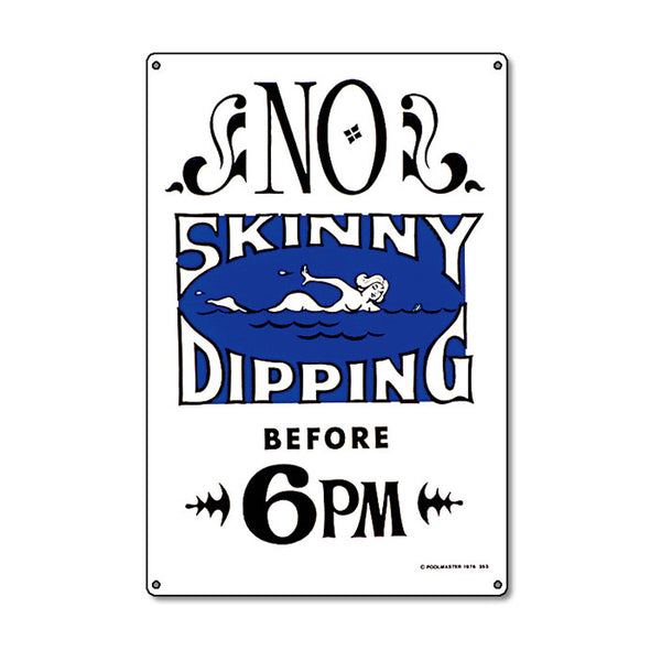 No Skinny Dipping Before 6PM Sign - Pool Baron
