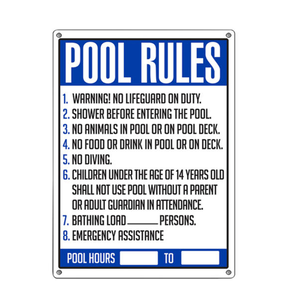Commercial Pool Rules Sign - Pool Baron