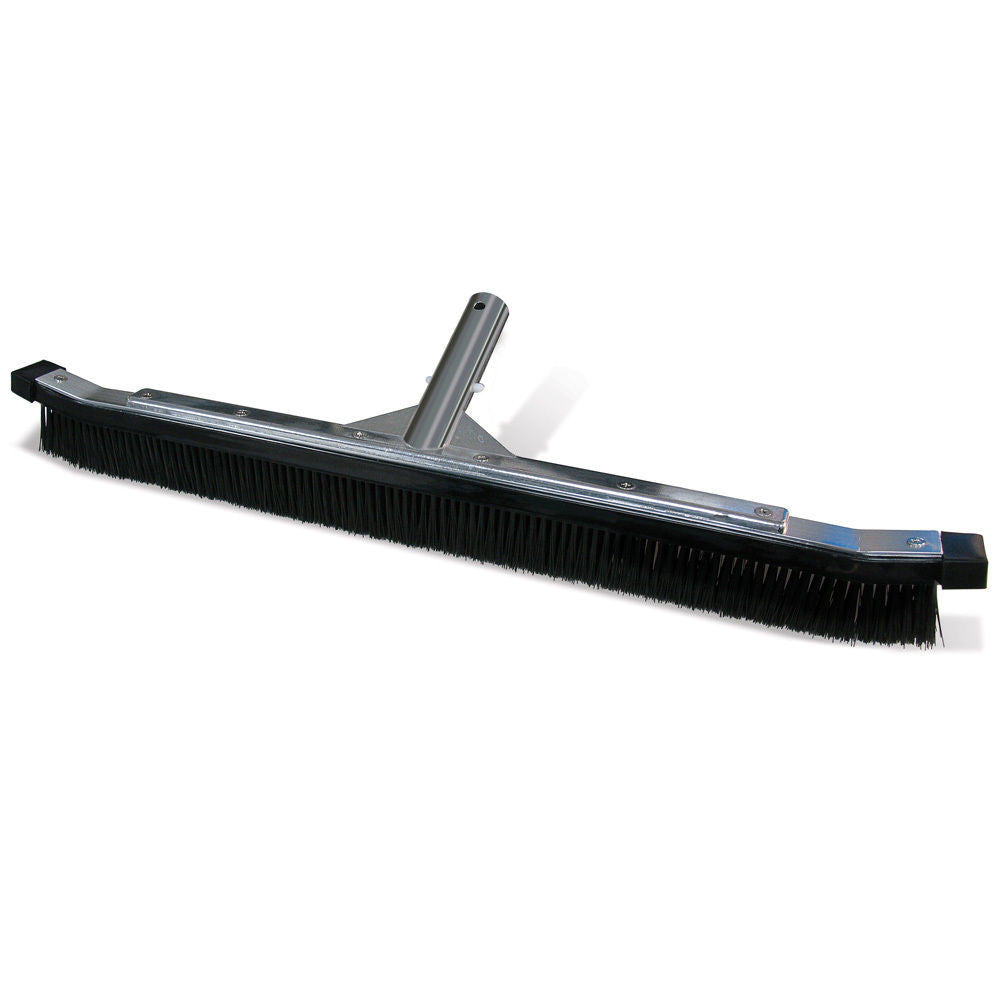 24" Curved Aluminum-Back Commercial Swimming Pool Cleaning Brush - Pool Baron